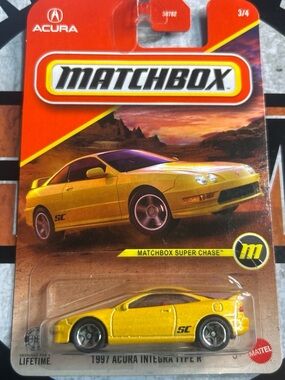 Matchbox Chase Yellow Acura Integra Type R Toy Car